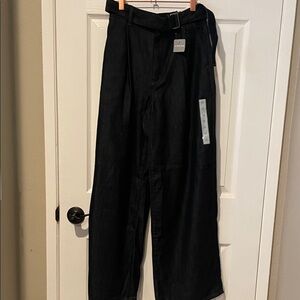 GU medium denim Wide-Leg Trousers with Belt